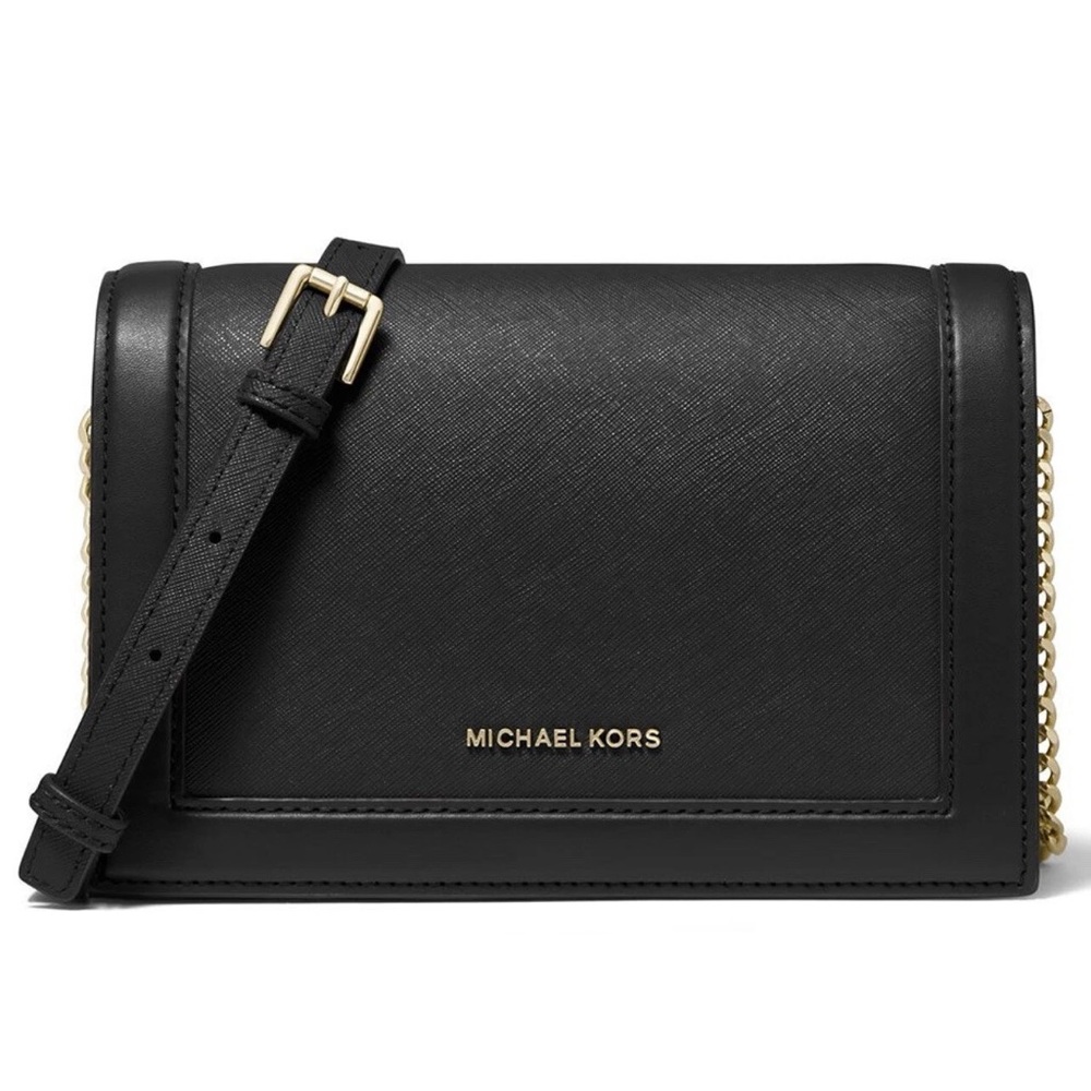 Michael Kors Jet Set Chain Leather Flap Elegant Black Crossbody messenger Bag